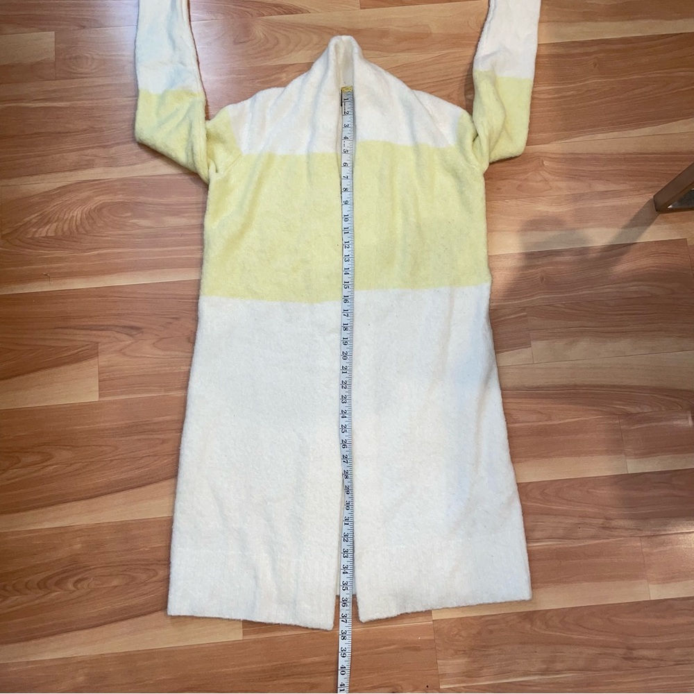 Anthropologie LTD Open Front Yellow/White Wool Blend Cardigan Sweater Size Small - Picture 10 of 15